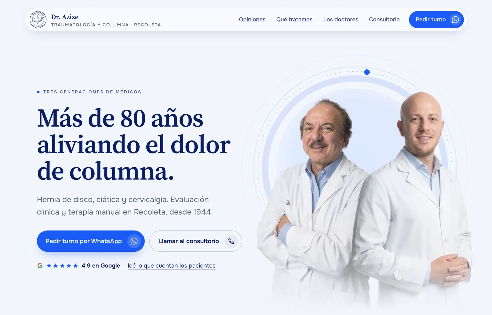 Portada del sitio del Dr. Azize